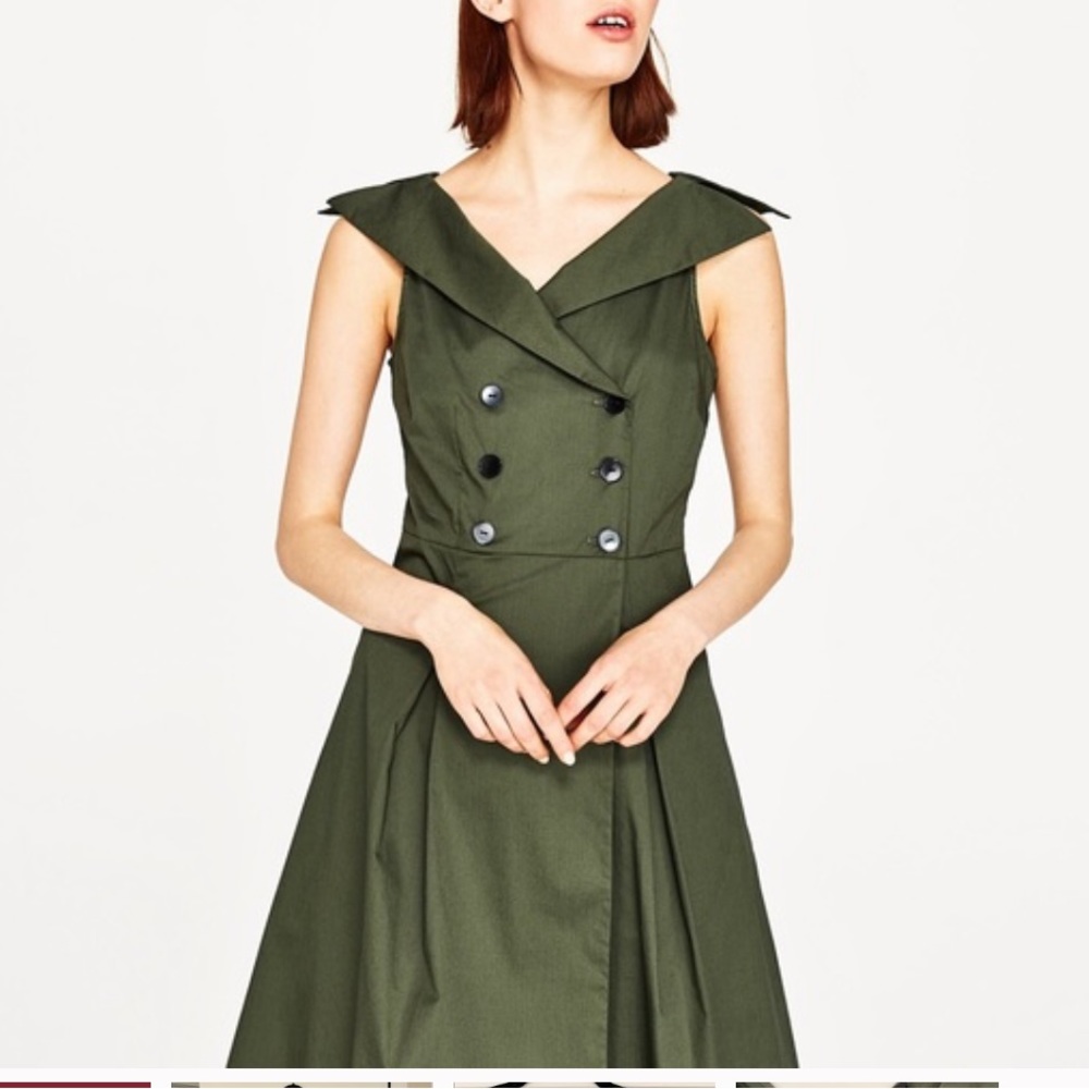 Zara Olive Green Midi Dress